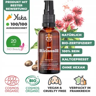 BIONOBLE Ricinusolie Bio 50ml Natuurlijk Haar Wimpers Wenkbrauwen Baard — miniatuur 2