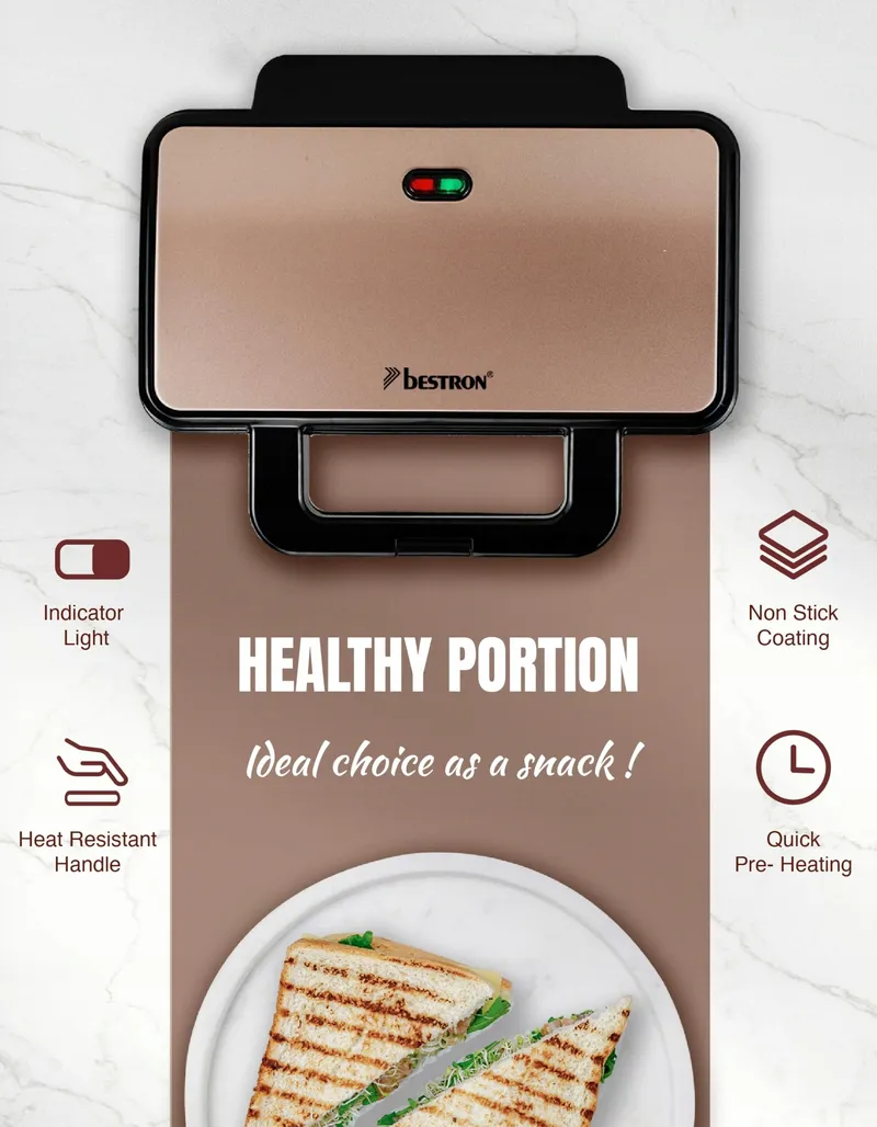 BESTRON XL Sandwichmaker 2 Sandwiches Automatische Temperatuur — foto 5