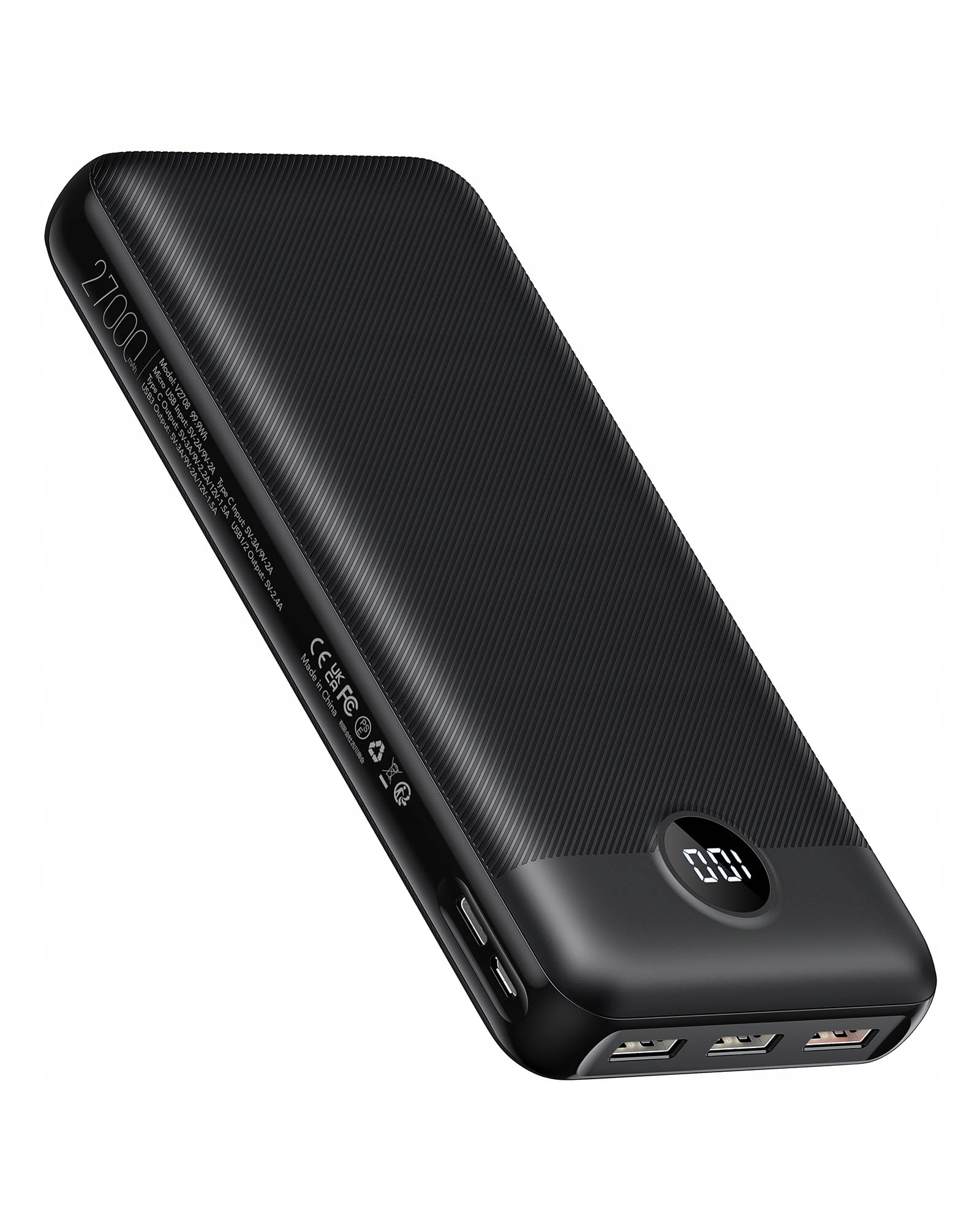 VEGER Power Bank 27000mAh 20W PD USB C 4 Uitgangen LED