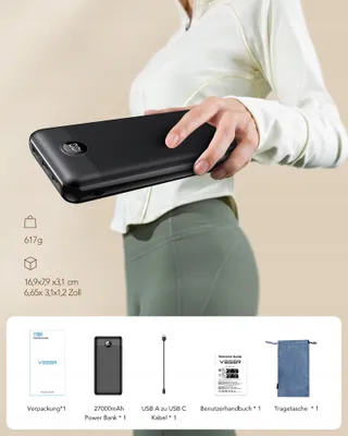 VEGER Power Bank 27000mAh 20W PD USB C 4 Uitgangen LED — miniatuur 7