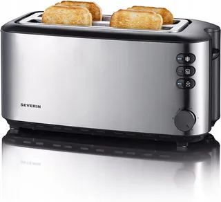 SEVERIN AT 2509 Broodrooster 4 Sneden Opwarmrek 1400W RVS Zwart