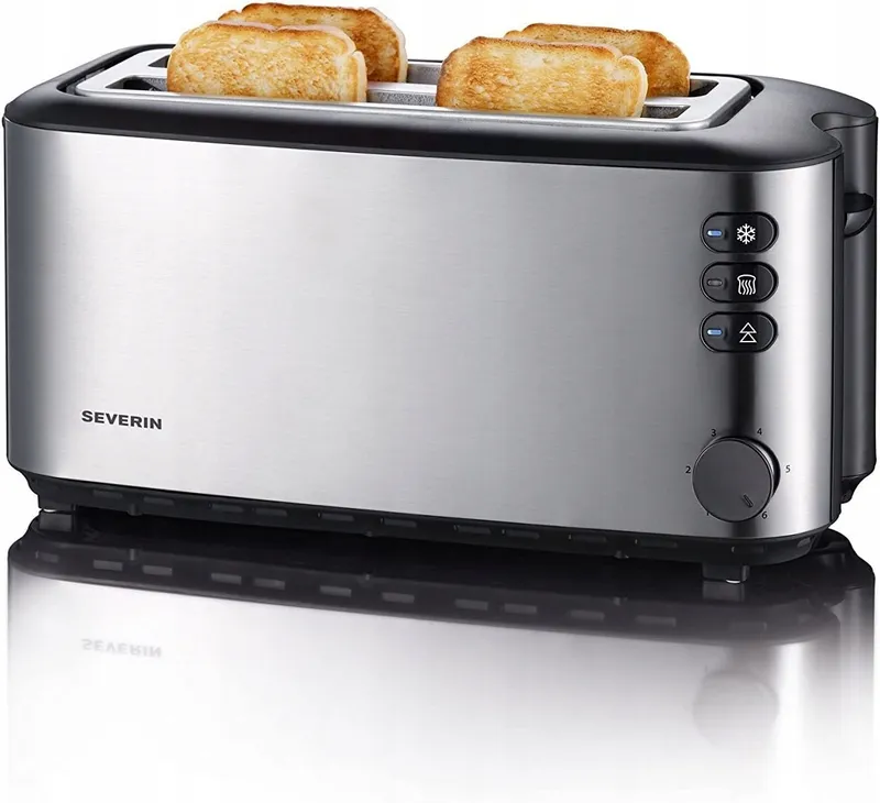 SEVERIN AT 2509 Broodrooster 4 Sneden Opwarmrek 1400W RVS Zwart — foto 1