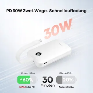 iWALK MagSafe Powerbank 10000mAh 15W 30W Snelladen USB-C LED — miniatuur 3
