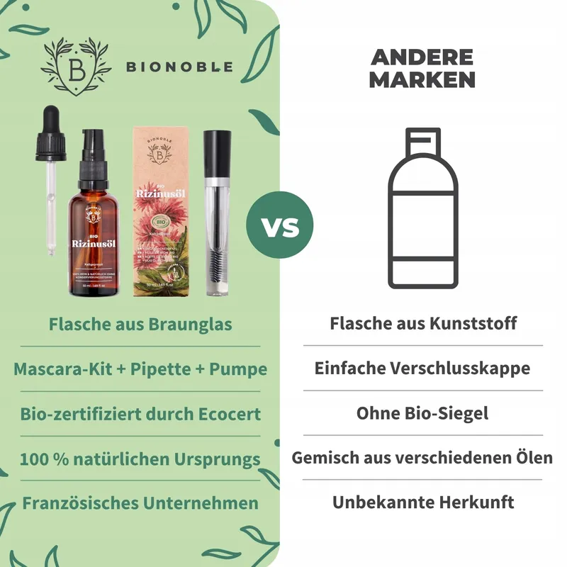 BIONOBLE Ricinusolie Bio 50ml Natuurlijk Haar Wimpers Wenkbrauwen Nagels — foto 5