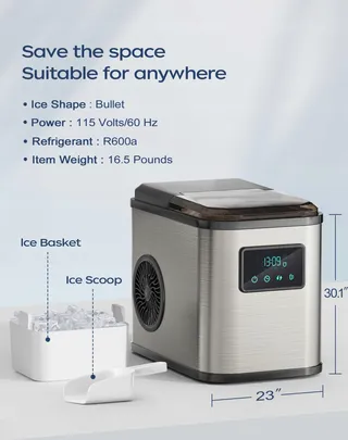 KEEGONE IJsblokjesmachine LED 2L met Schep en Mand — miniatuur 5