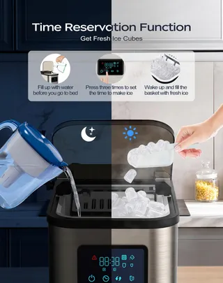 KEEGONE IJsblokjesmachine LED 2L met Schep en Mand — miniatuur 3