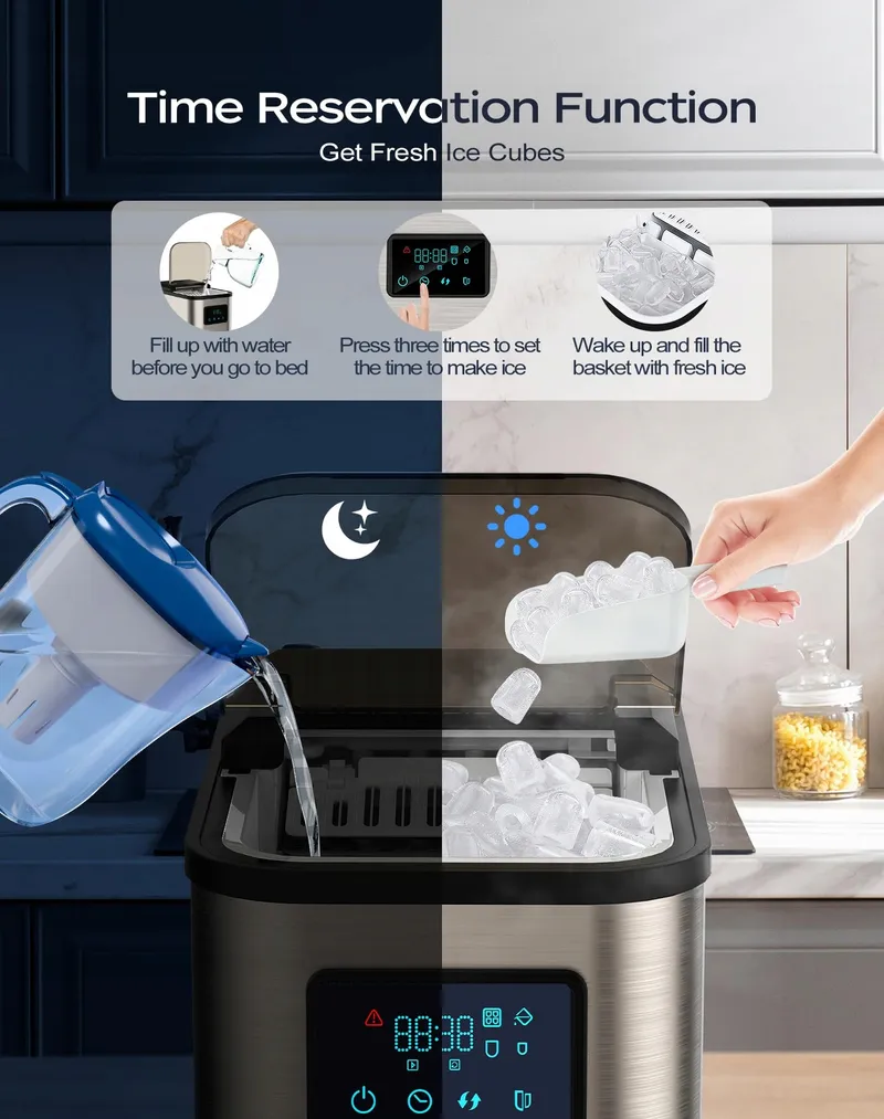 KEEGONE IJsblokjesmachine LED 2L met Schep en Mand — foto 3