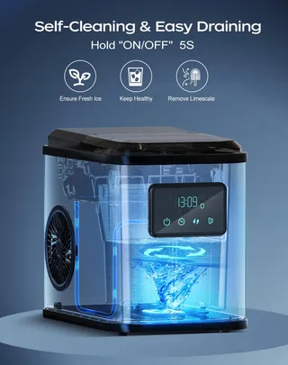KEEGONE IJsblokjesmachine LED 2L met Schep en Mand — miniatuur 7