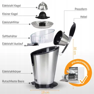 LEBENLANG Elektrische Citruspers 600W RVS BPA-Vrij — miniatuur 3