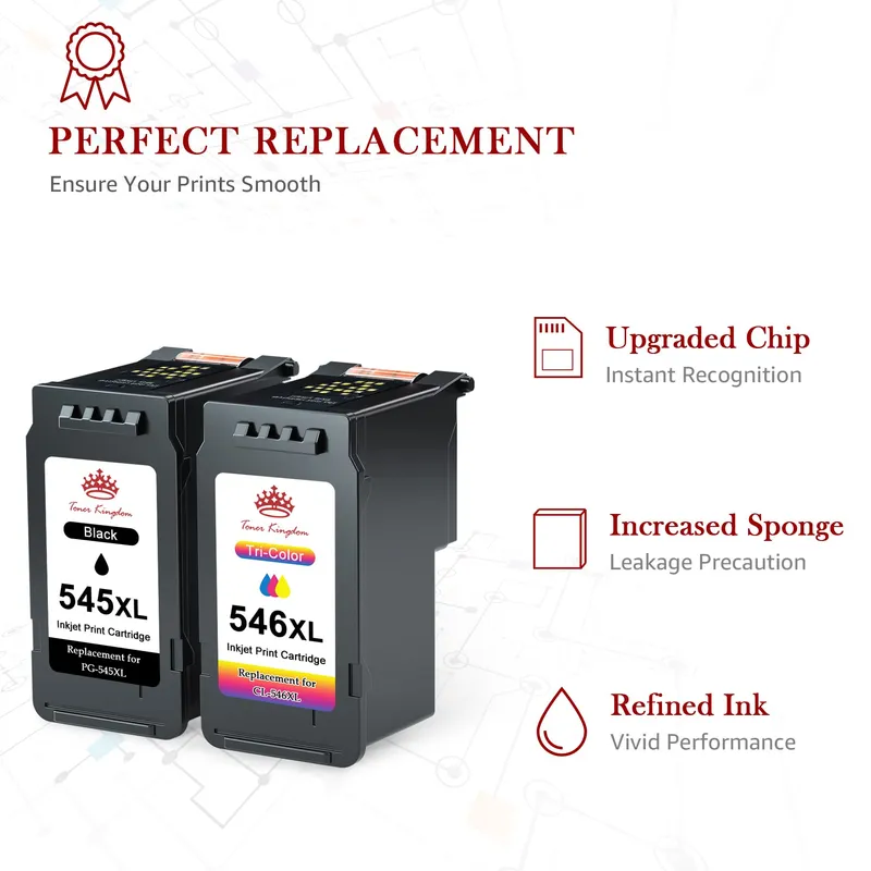 TONER KINGDOM PG-545XL CL-546XL Inktpatronen Canon Pixma Zwart Kleur — foto 2