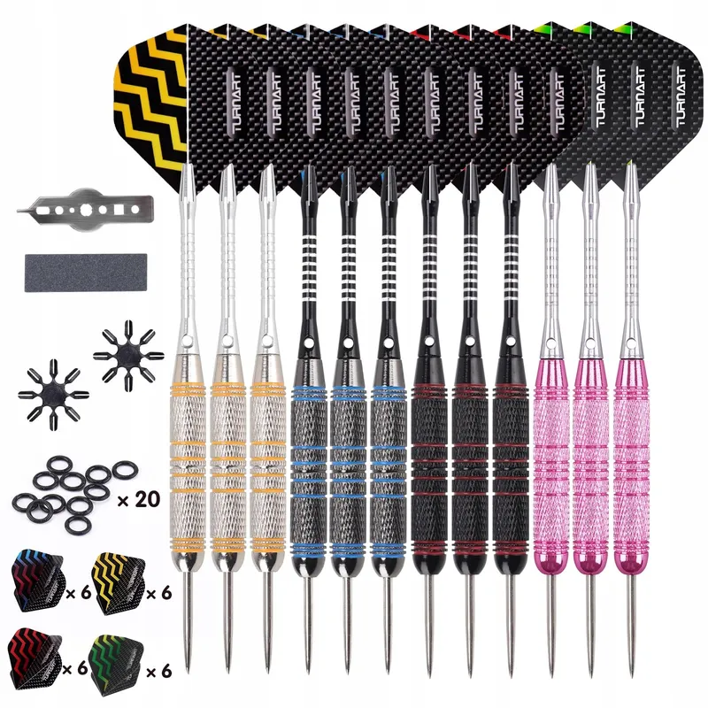 TURNART Stalen Dartpijlen 12-delig 24g Aluminium Schacht Roze — foto 1