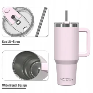 WATERSY Thermosbeker 30oz Roestvrij Staal Handvat Rietje — miniatuur 2