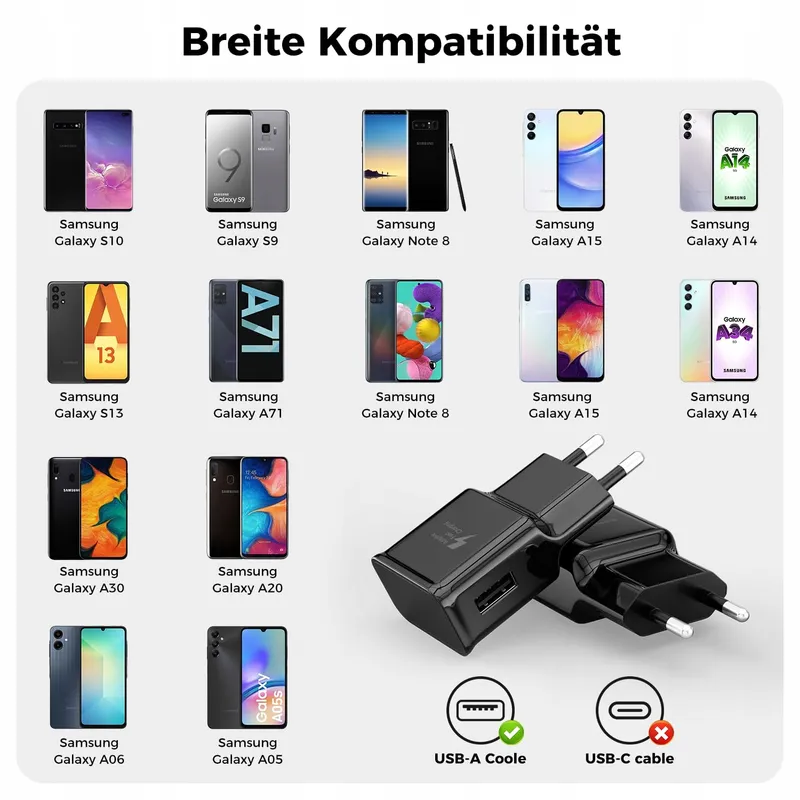 USB Oplader Snelladen Set 2 Stuks Galaxy S10 S9 S8 A71 A51 A50 — foto 2