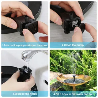 AISITIN Solar Tuinfontein 3,0W Met Accu 1200mAh Voor Tuin Vijver — miniatuur 9
