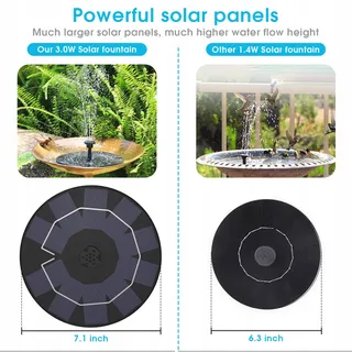 AISITIN Solar Tuinfontein 3,0W Met Accu 1200mAh Voor Tuin Vijver — miniatuur 2