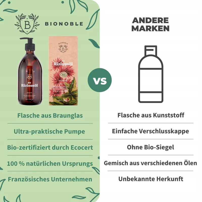 BIONOBLE Ricinusolie Bio 500ml Natuurlijk Haar Wimpers Wenkbrauwen — foto 5