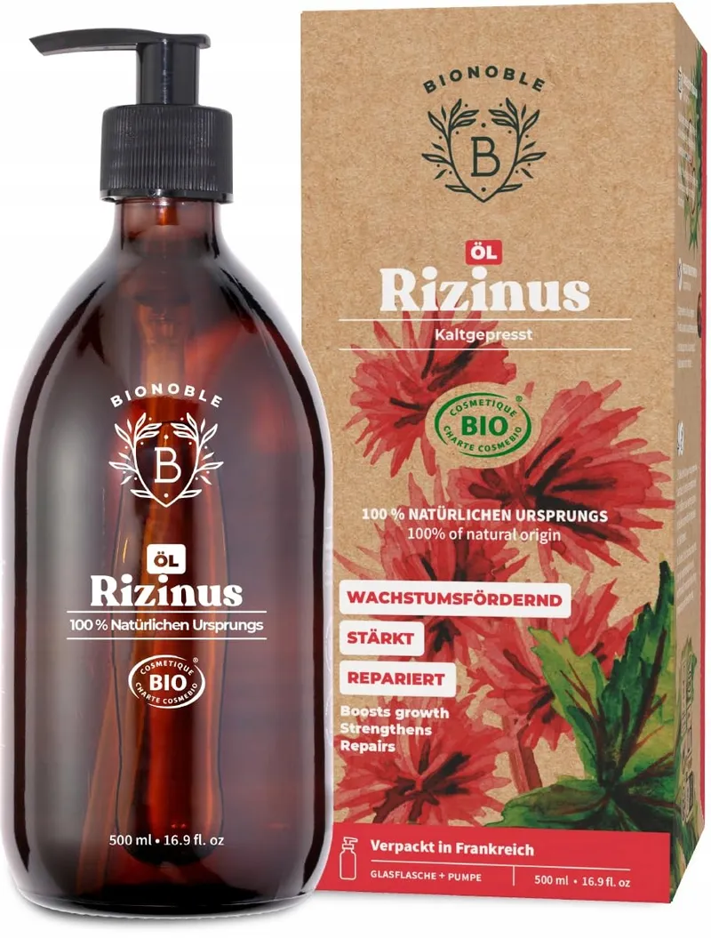 BIONOBLE Ricinusolie Bio 500ml Natuurlijk Haar Wimpers Wenkbrauwen — foto 1