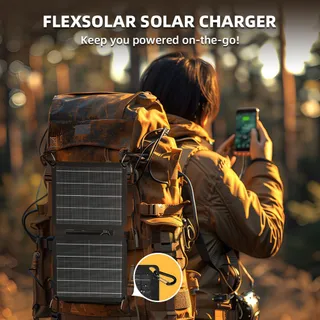 FLEXSOLAR 10W Waterdicht Zonnepaneel USB iPhone iPad Camping — miniatuur 6