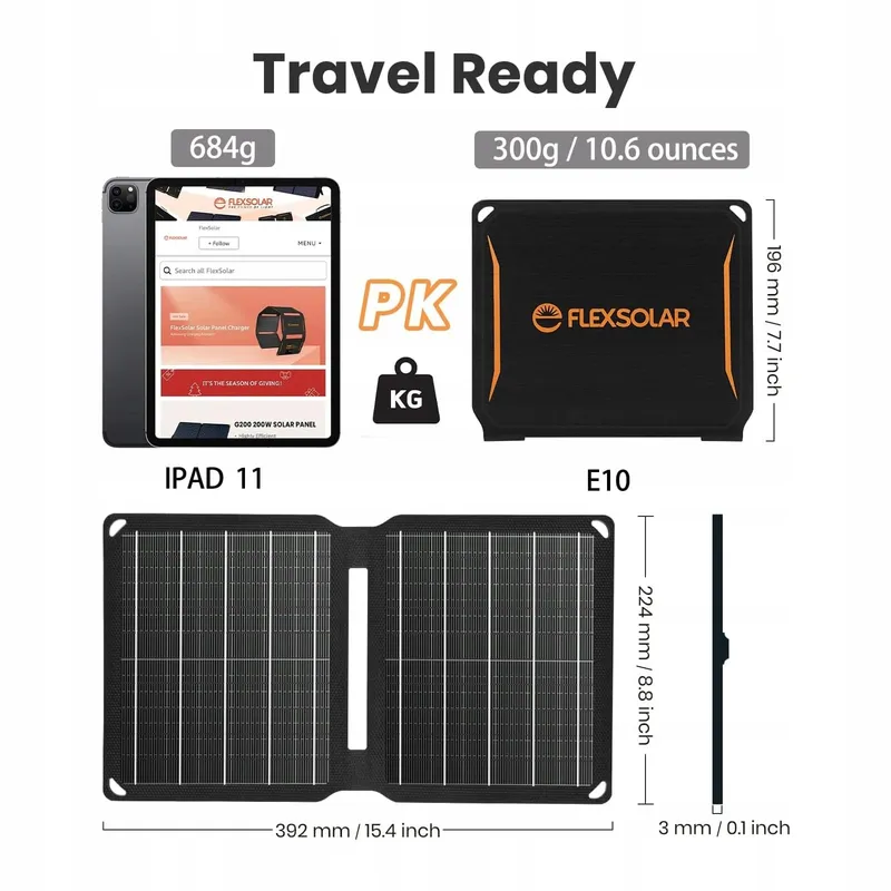 FLEXSOLAR 10W Waterdicht Zonnepaneel USB iPhone iPad Camping — foto 4