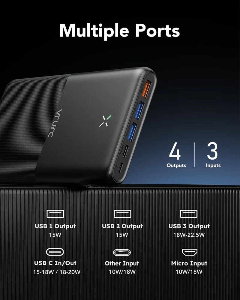VRURC Power Bank 30000mAh Snelladen USB C Voor iPhone — foto 4