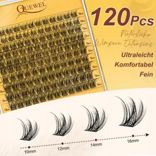 QUEWEL Wimperextensies Set Natuurlijke Clusters 10-16mm Lijm Pincet — miniatuur 3