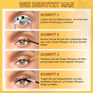 QUEWEL Wimperextensies Set Natuurlijke Clusters 10-16mm Lijm Pincet — miniatuur 6
