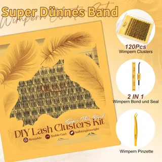 QUEWEL Wimperextensies Set Natuurlijke Clusters 10-16mm Lijm Pincet — miniatuur 2