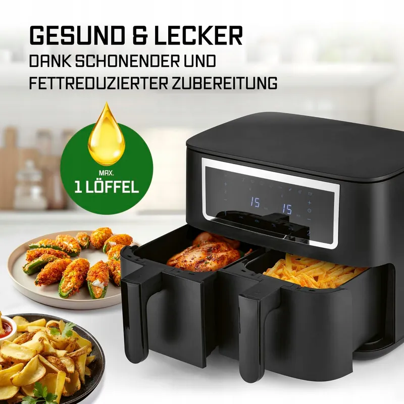GOURMETMAXX Dubbele Airfryer 2x4L Touchscreen — foto 7