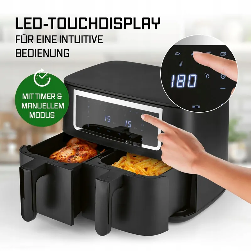 GOURMETMAXX Dubbele Airfryer 2x4L Touchscreen — foto 5