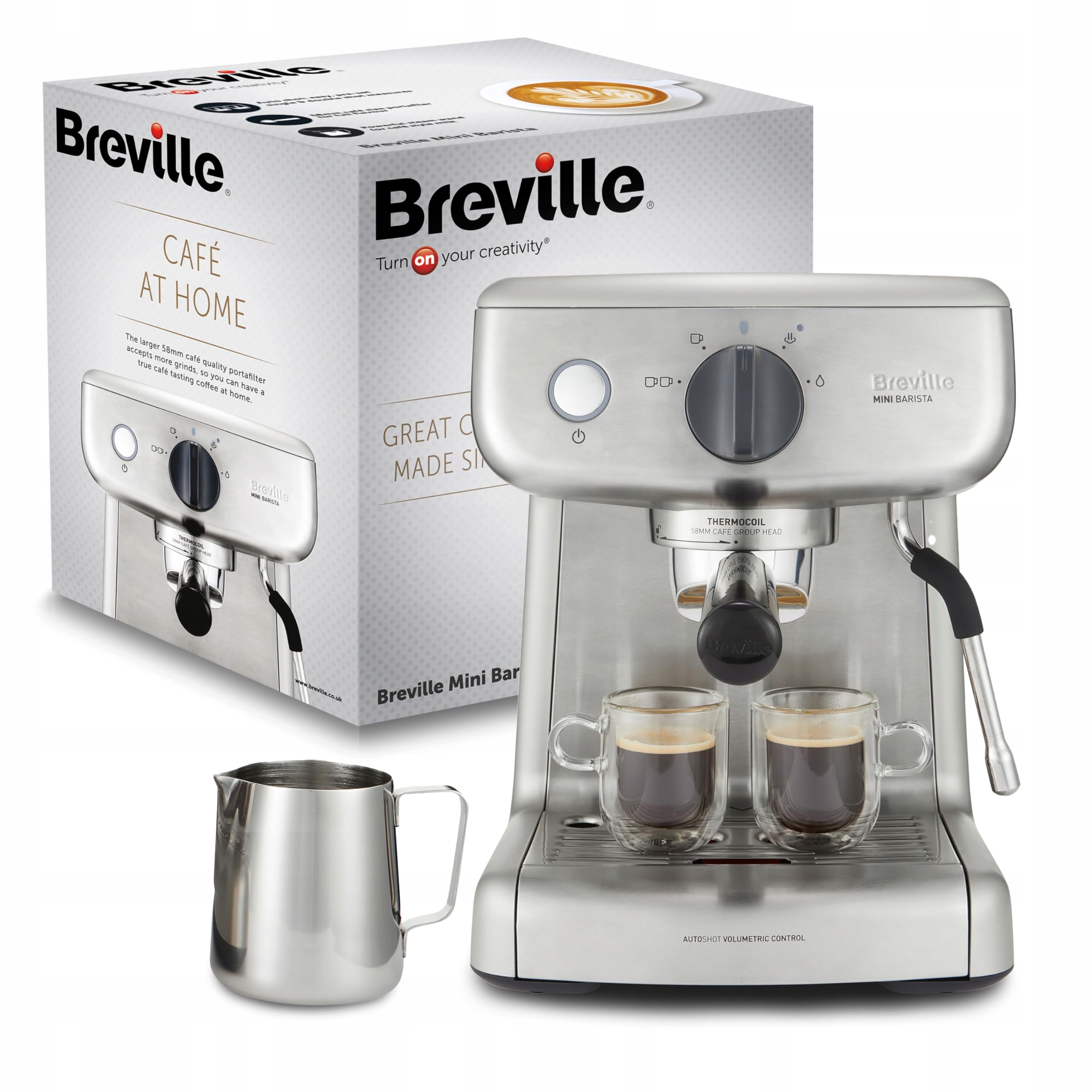 BREVILLE Barista Mini Koffiemachine 15 Bar 2L RVS