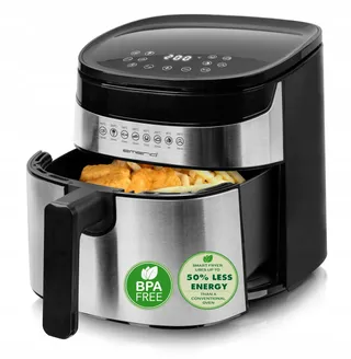 EMERIO Digitale Airfryer 4.5L 1300W 8 Programma's Inox — miniatuur 3