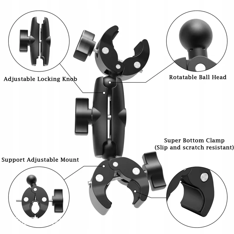JINLAILI Camerahouder Dubbele Klem 360° GoPro Fiets 9cm — foto 3