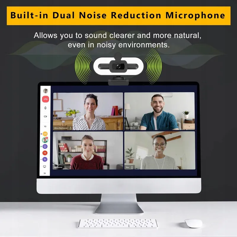 GKEAPZA Webcam 1080P Full HD Microfoon Statief — foto 4