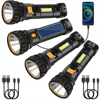 SOLAR LED Zaklamp USB Oplaadbaar Waterdicht 3 Standen Outdoor — miniatuur 1