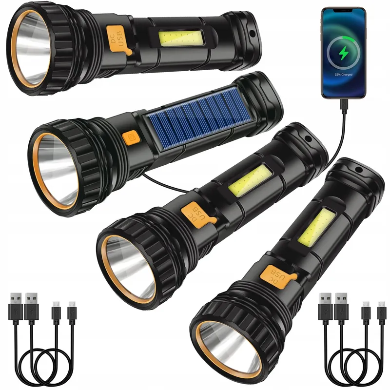 SOLAR LED Zaklamp USB Oplaadbaar Waterdicht 3 Standen Outdoor — foto 1