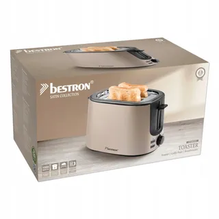 BESTRON Broodrooster 2 Sneetjes 7 Bruiningsniveaus 1000W Beige — miniatuur 1