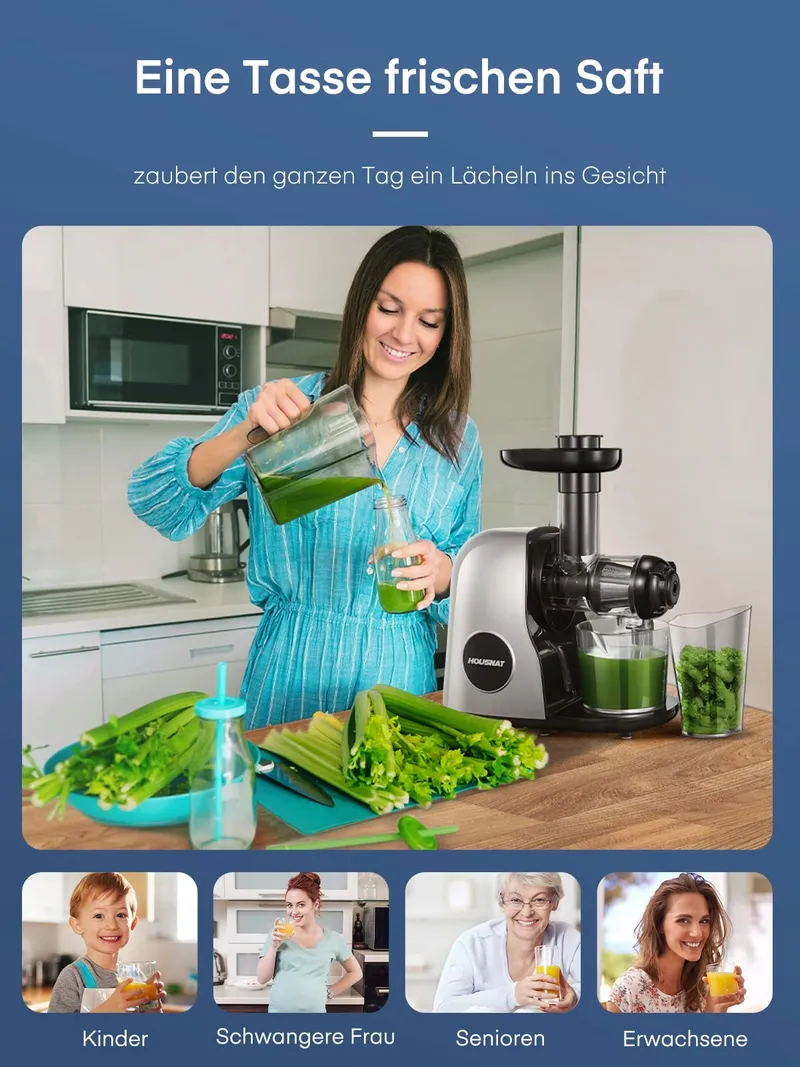 HOUSNAT Slowjuicer Groenten en Fruit BPA-vrij — foto 7