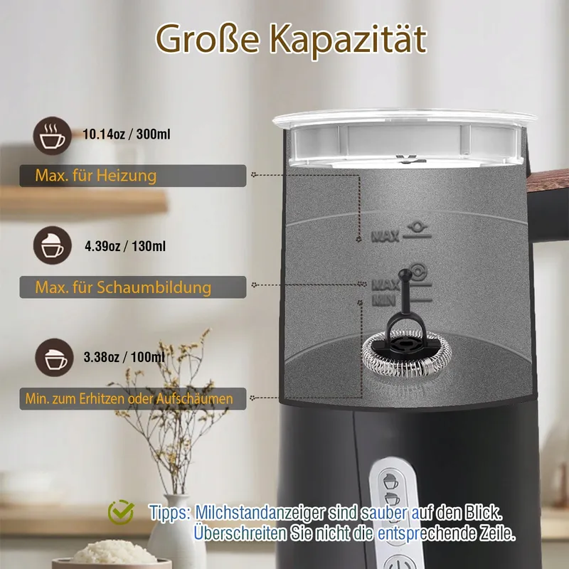 NESSGRAIM Elektrische Melkopschuimer 4-in-1 Automatisch Zwart — foto 3