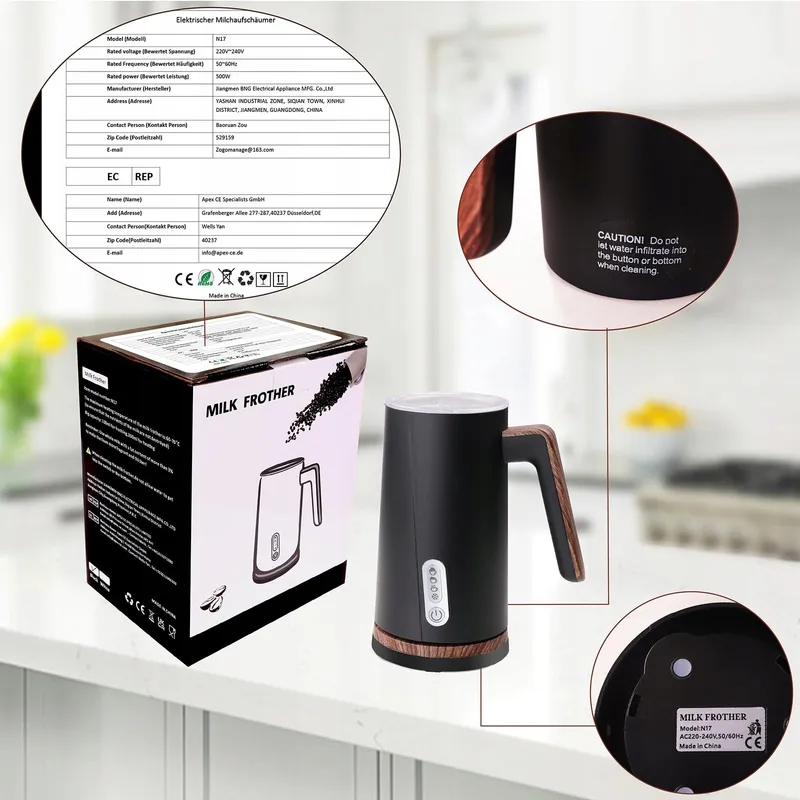 NESSGRAIM Elektrische Melkopschuimer 4-in-1 Automatisch Zwart — foto 7