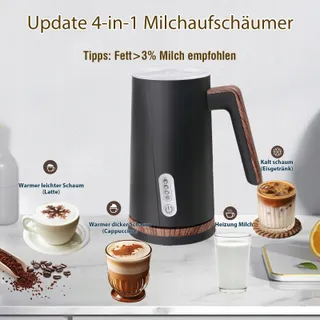 NESSGRAIM Elektrische Melkopschuimer 4-in-1 Automatisch Zwart — miniatuur 2