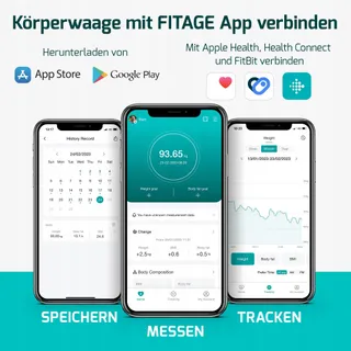 FITAGE Digitale Personenweegschaal 225kg Lichaamsanalyse App LED — miniatuur 5