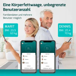 FITAGE Digitale Personenweegschaal 225kg Lichaamsanalyse App LED — miniatuur 3