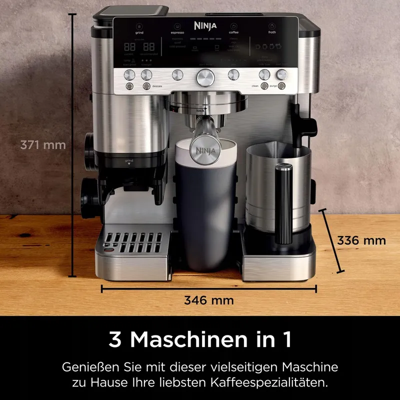 NINJA Luxe Premier Koffiemachine 3-in-1 Met Molen En Melkopschuimer Zilver — foto 2