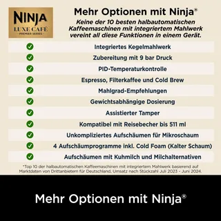 NINJA Luxe Premier Koffiemachine 3-in-1 Met Molen En Melkopschuimer Zilver — miniatuur 9