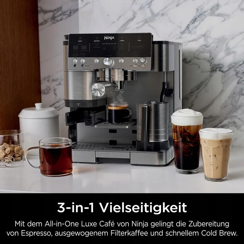 NINJA Luxe Premier Koffiemachine 3-in-1 Met Molen En Melkopschuimer Zilver — foto 7