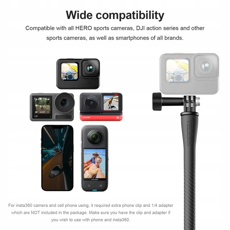 TELESIN Selfie Stick Houder Voor GoPro DJI Insta360 Actiecamera's — foto 7