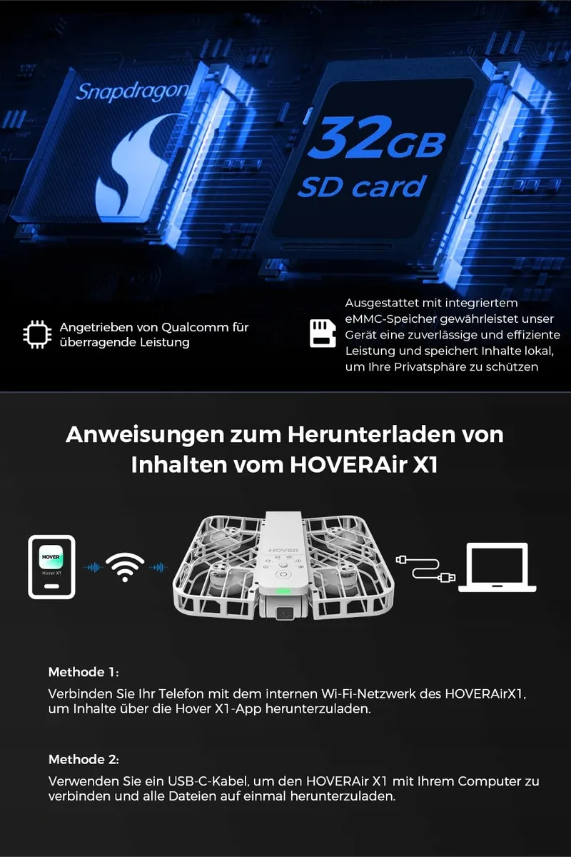 HOVERAIR X1 Zakformaat Drone HDR Follow-Me Opvouwbaar Wit — foto 7