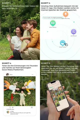 HOVERAIR X1 Zakformaat Drone HDR Follow-Me Opvouwbaar Wit — miniatuur 9