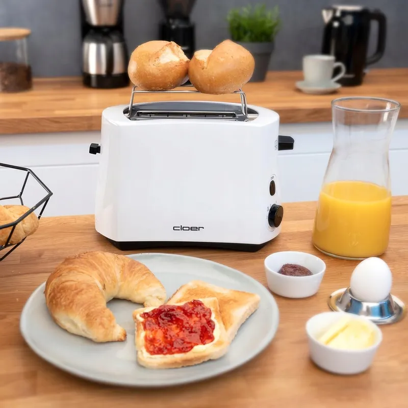 CLOER Broodrooster 825W 2 Sneetjes Opzetstuk Kruimellade Wit — foto 4