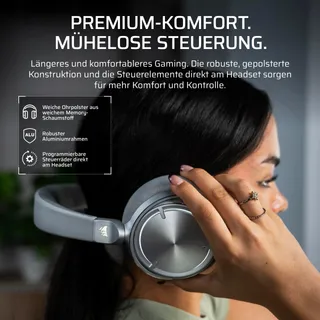 CORSAIR Virtuoso MAX Draadloze Gaming Headset Bluetooth Zilver — miniatuur 8